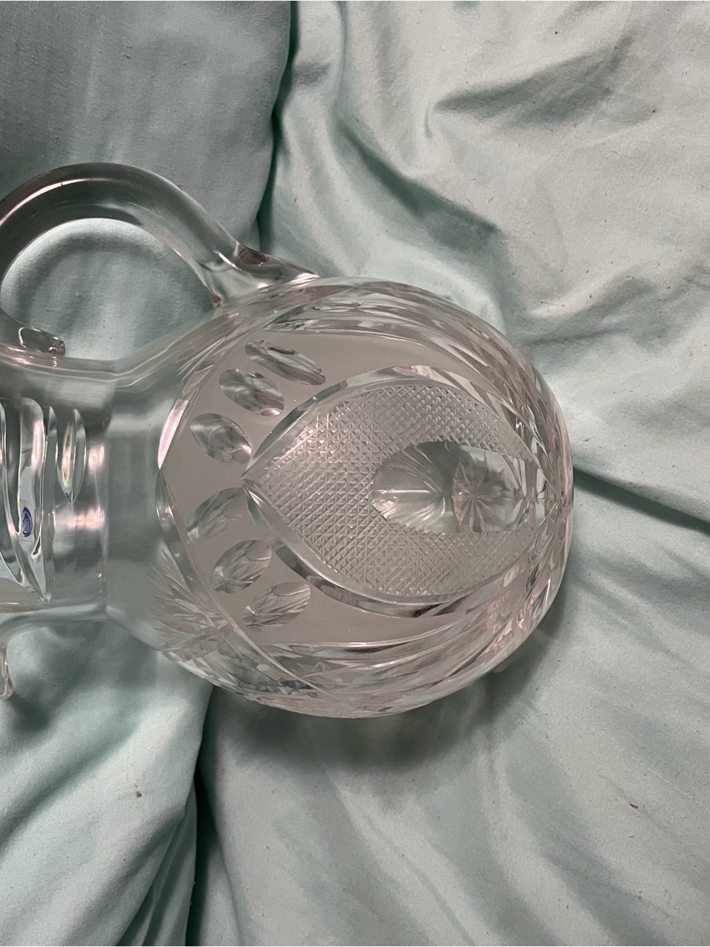 Classic Clear Cut Glass Pitcher - Elegant Clear Decorative Vase
